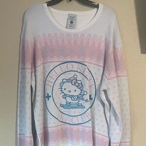 Hello Kitty Pink and White Crew Neck Sweater